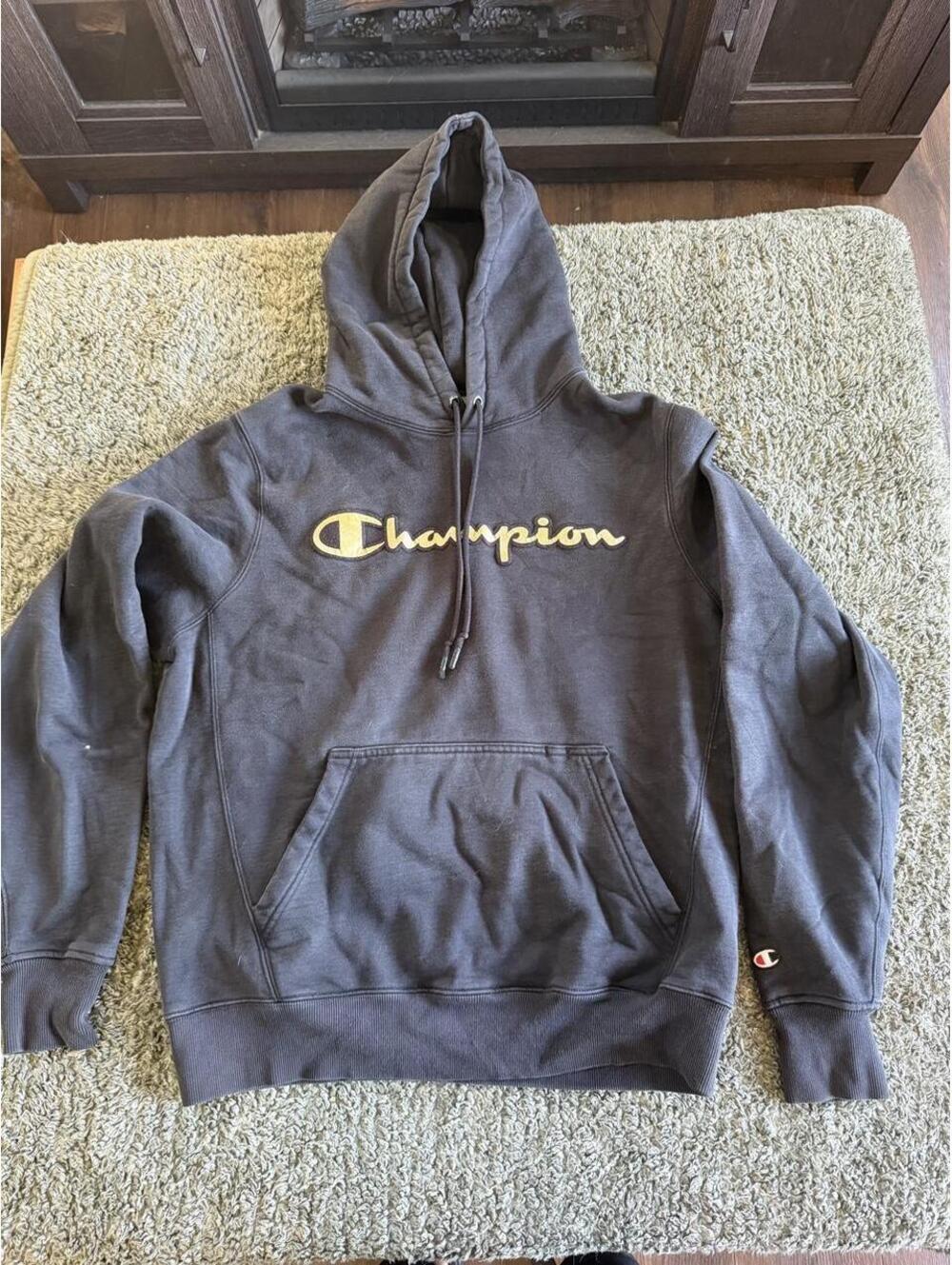Champion Large Gray Hoodie with Front Logo